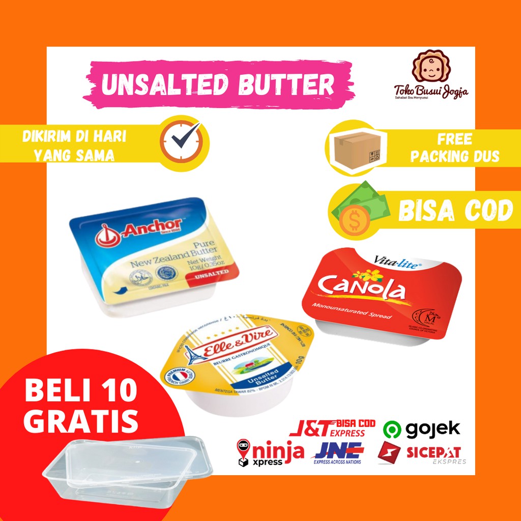 ANCHOR UNSALTED BUTTER Porsi Mini ECERAN UB MPASI Anak Bayi HALAL Elle &amp; Vire Vitalite Canola