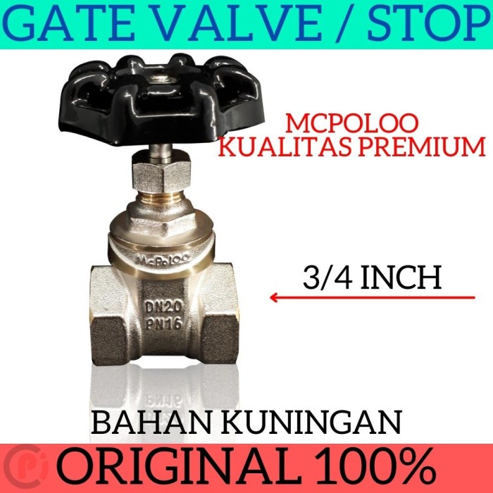 MCPOLOO Keran Air Stop Valve GATE Bahan Kuningan Ukuran 3/4 Inch