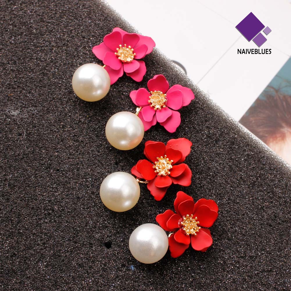 Anting Stud Dangle Mutiara Tiruan Bahan Resin Untuk Wanita