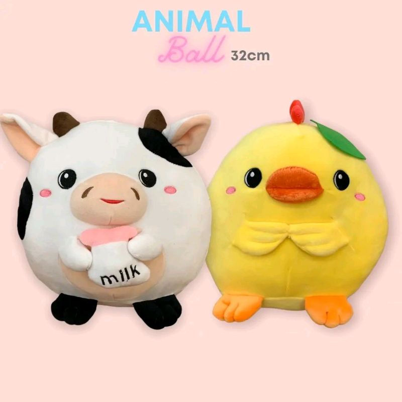 BONEKA SAPI BEBEK BULAT BALL RATTLE 32 CM