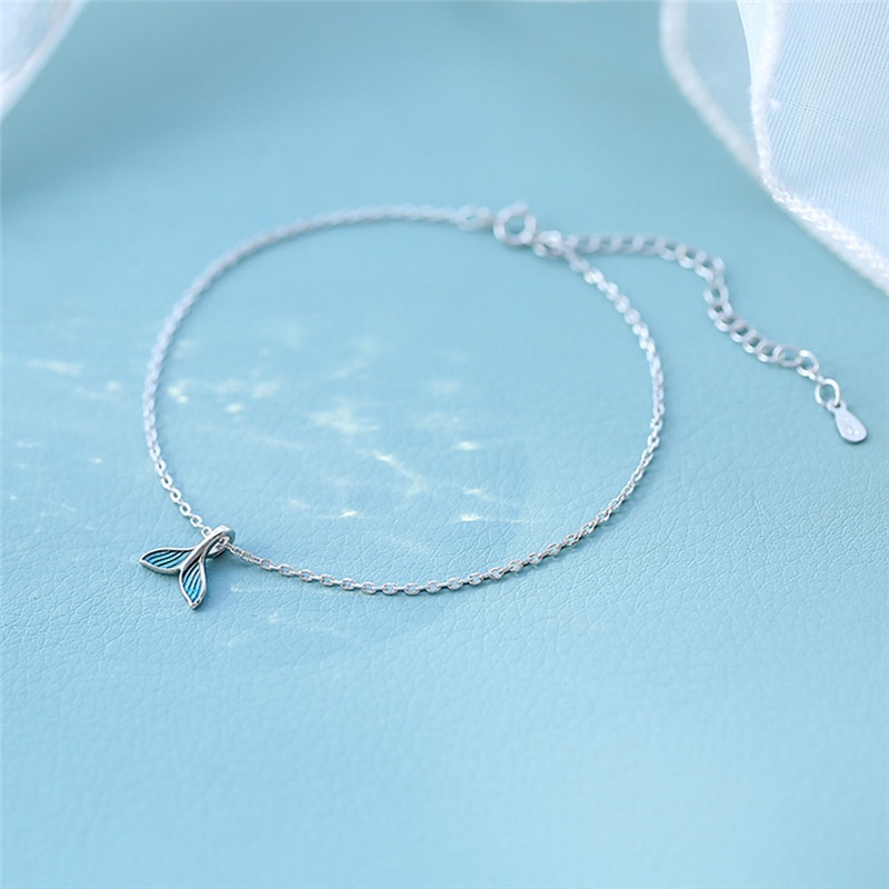 Xj-simple and dreamy blue mermaid anklet Sen series Gelang Kaki Pacar Mahasiswa Gadis fishtail mini Lucu 210807