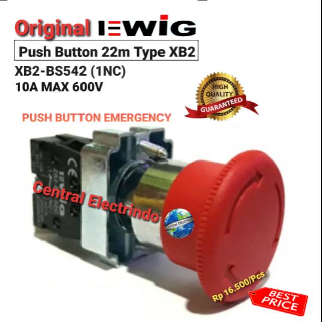 Push Button Emergency Stop EWIG 22mm XB2-BS542 (1NC) .