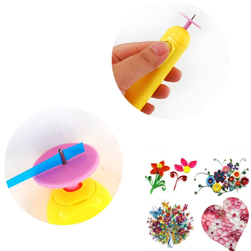 Solighter Warna Acak Pen Quilling Elektrik Mainan Anak DIY Craft Origami Plate Clear