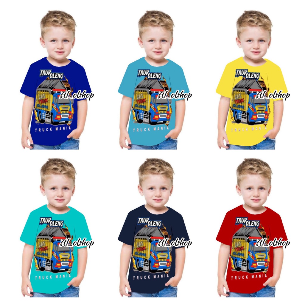 Kaos atasan truk oleng anak laki-laki Truk Ol 1-10 Tahun