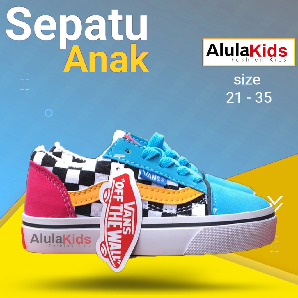 VANS SEPATU ANAK ANAK LAKI LAKI PEREMPUAN SEKOLAH TK SD UMUR 1 2 3 4 5 6 7 8 TAHUN UKURAN 21-35