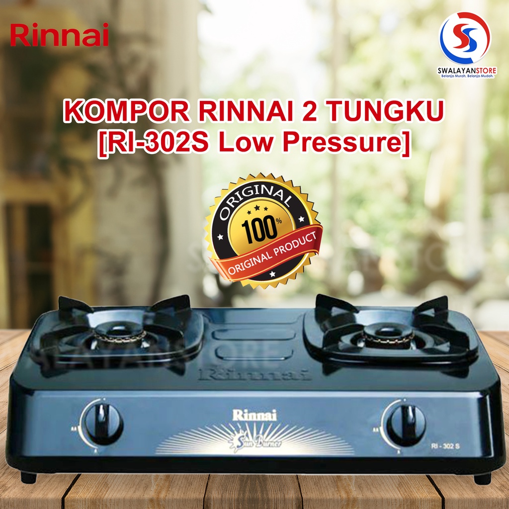 KOMPOR GAS RINNAI RI302S / RI-302 S / RI 302 s [2 TUNGKU] [GARANSI RESMI