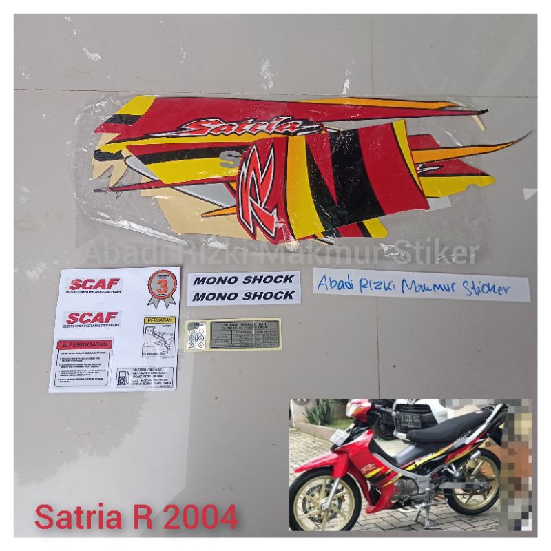 Striping stiker Satria hiu lscm Malaysia Merah hitam merah 2004 full set seperti Ori grade A