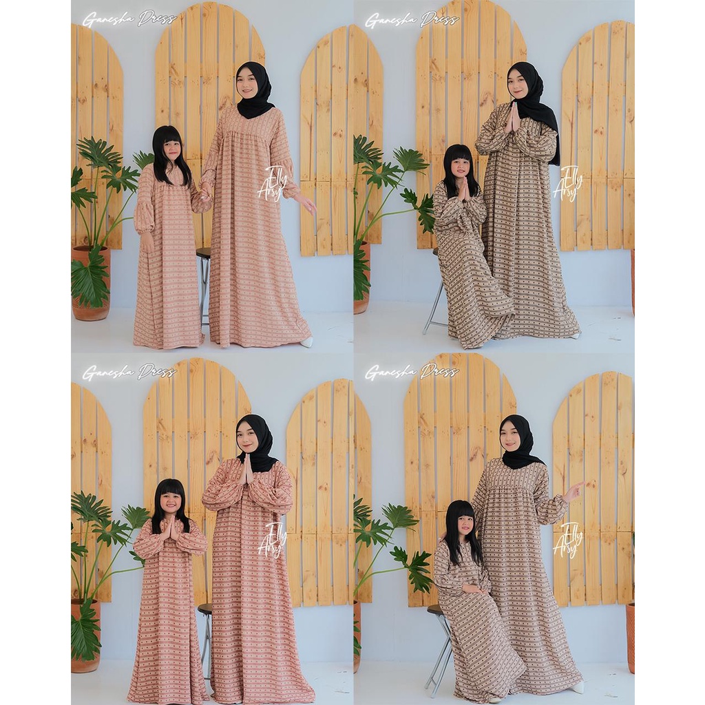 DRESS KRINGKEL DOT GANESHA ORIGINAL BY ELLYARSY DRESS COUPLE IBU ANAK MUSLIM FASHION MUSLIMAH TERBARU