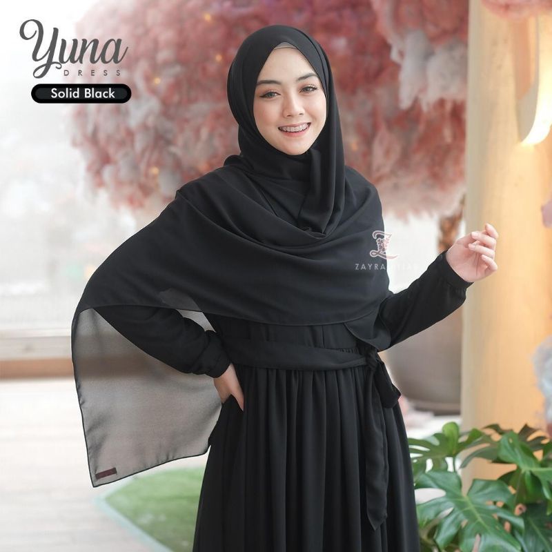 Yuna dress by zayra hijab ORI - Solid black
