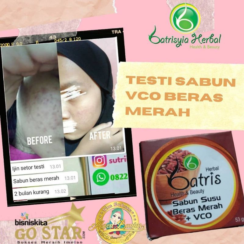 SABUN VCO BATRISYIA HERBAL SEMUA VARIAN/ SABUN CUCI MUKA BATANG BERAS MERAH PEPAYA BENGKOANG SUSU