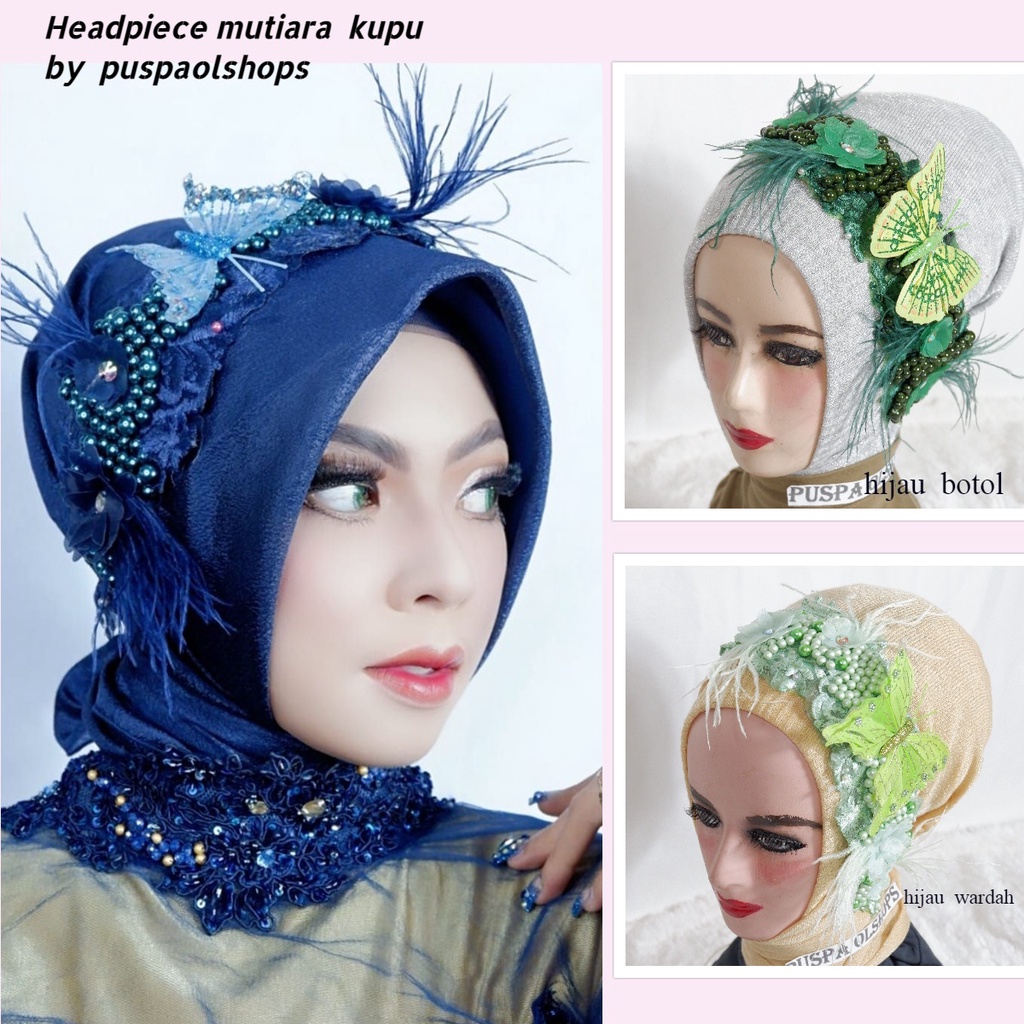 Headpiece  kupu  Mutiara  headpiece hijab  headpiece pengantin