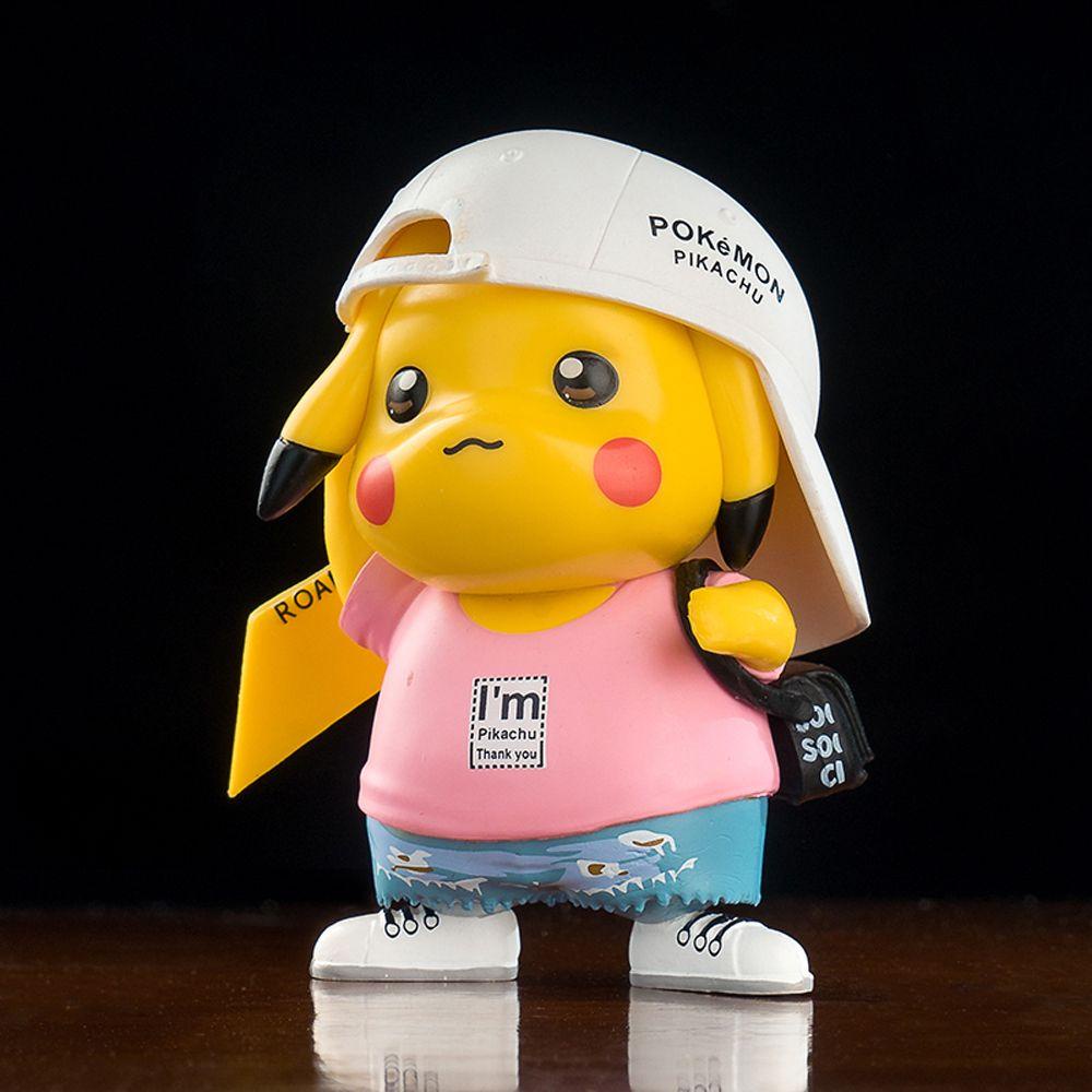 Needway   Pokemon Figure Model Hadiah Dekorasi Mobil Cosplay Pikachu Model Mainan PVC Denim Baju Pikachu