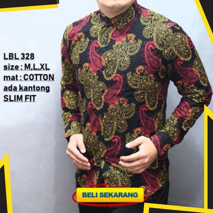 BAJU KEMEJA BATIK PRIA SLIMFIT LENGAN PANJANG MEWAH SLIM FIT D345