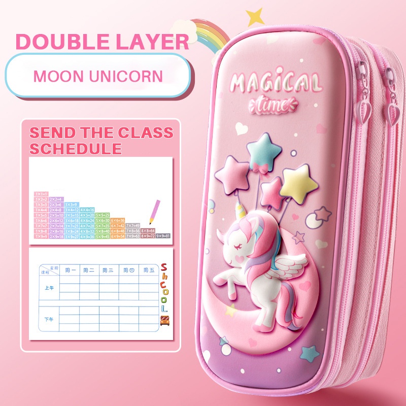 Tempat Pensil Motif Kartun Unicorn Kapasitas Besar Untuk Anak Perempuan