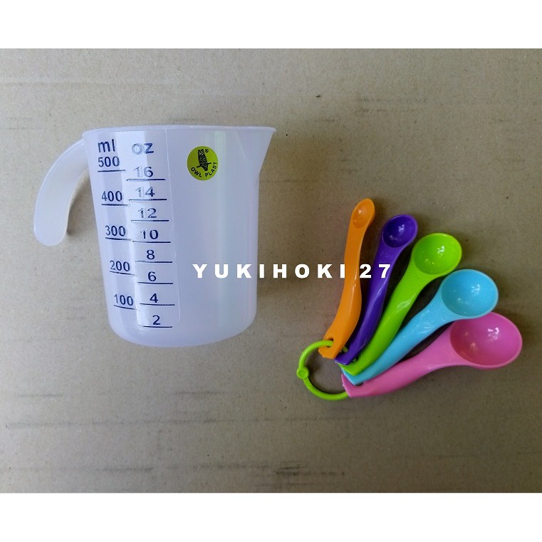 Gelas Takar 500ml dengan Sendok takar 5 ukuran berbeda