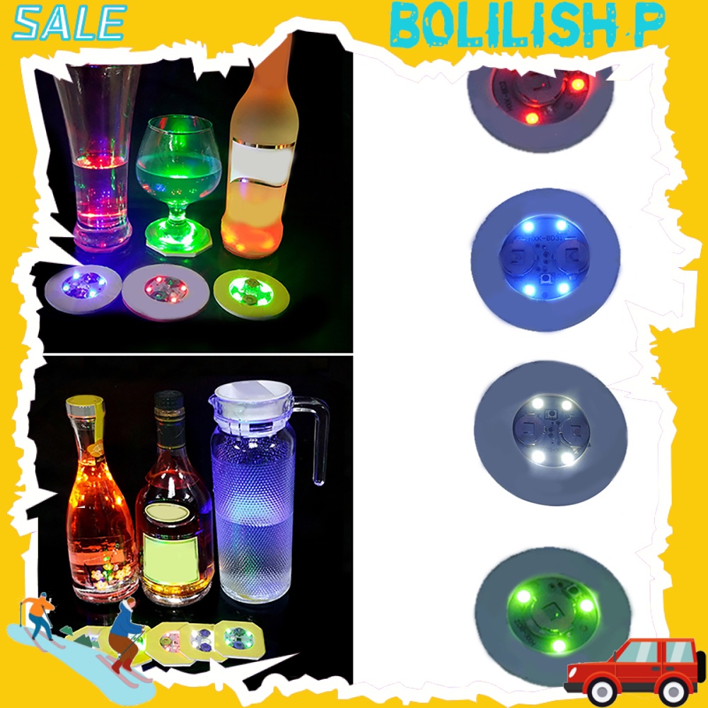 [Jianxin] Fashion Luminous Bottle LED Light Cup Sticker Mat Bar Club Party Coaster Decor