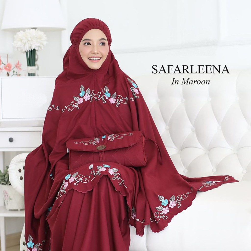 Mukena Safarleena Original Bordir Manual Rayon Viscose Premium khadijah Jumbo travelling