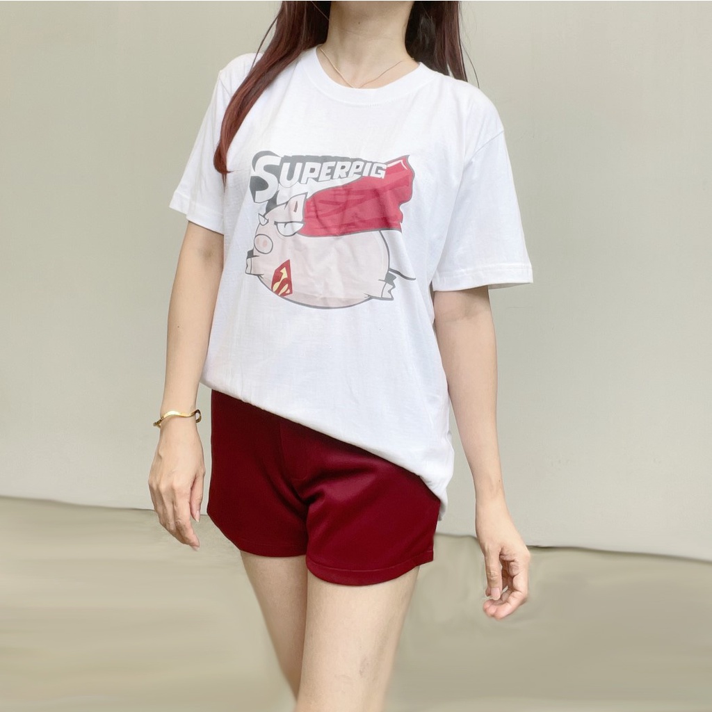 SL350 - Atasan Casual Short Sleeves Basic Cotton Stretch Adem Oversize