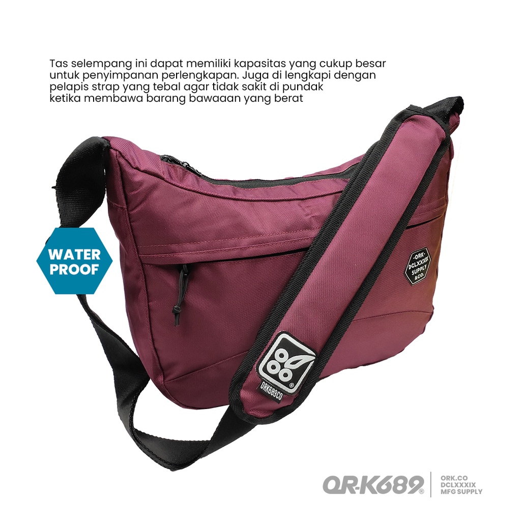 Tas Selempang pria waterproof Ork689 Tas Sling bag dewasa  Half Maroon