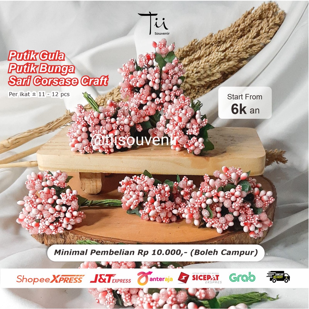 Putik Gula Putik Bunga Sari Corsase Craft Per Ikat 12 pcs