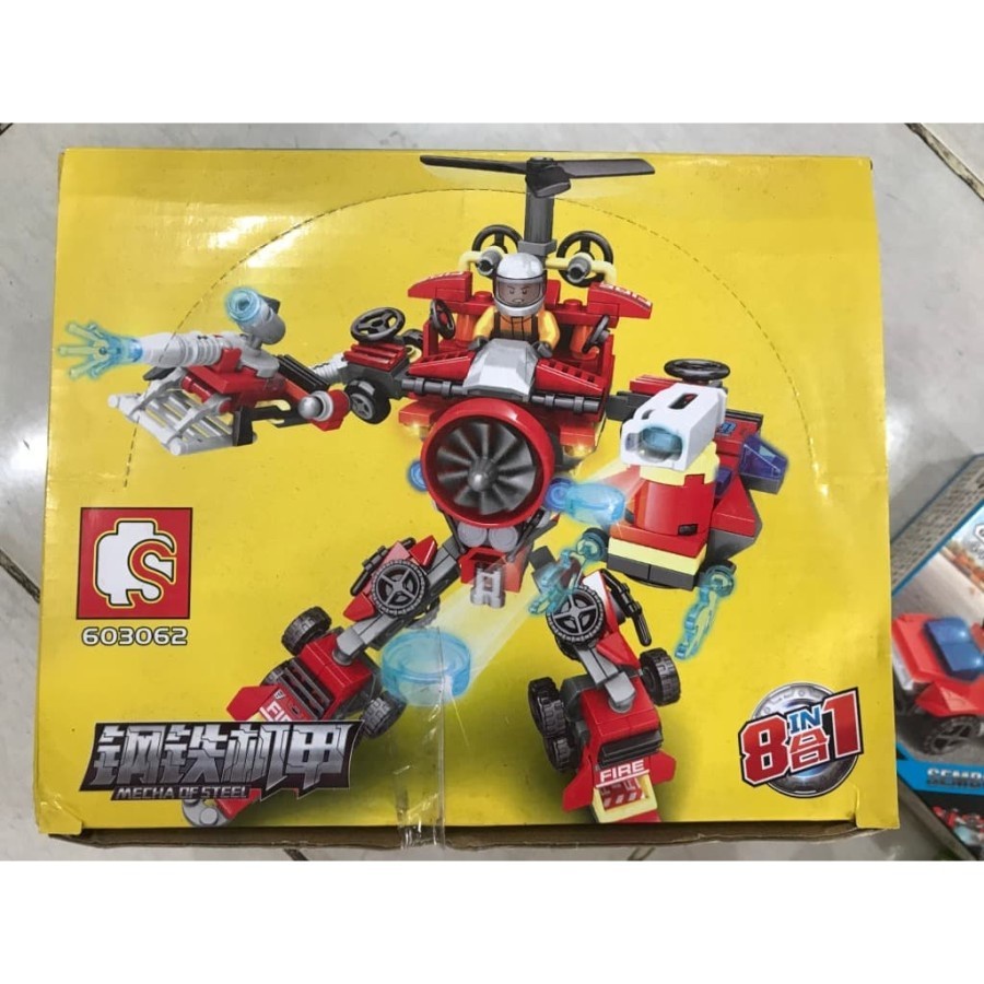 Mainan Anak Kreatif LEGO Bricks Lego Block Sembo Mecha of Steel Fire Rescue Fighter 8in1 603062