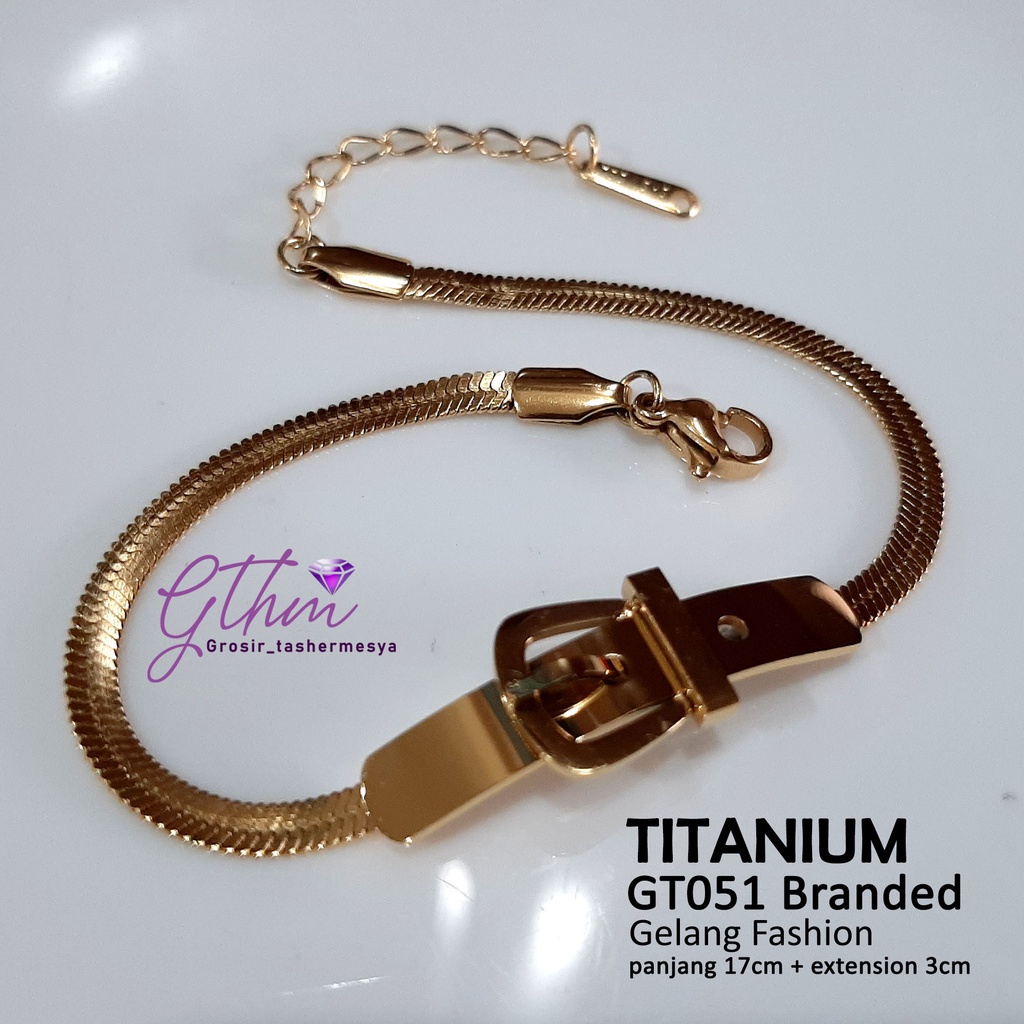 Gelang Titanium Branded H Belt Perhiasan Fashion Import Premium GT055 GTHM