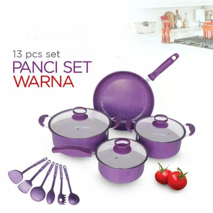 Panci Untuk Kado Ke orang spesial Panci Set 13 Tutup Kaca Serbaguna panci set lengkap Cookware Set 13pcs Wajan Panci Set 13 pcs High Quality Anti Lengket Tutup Kaca