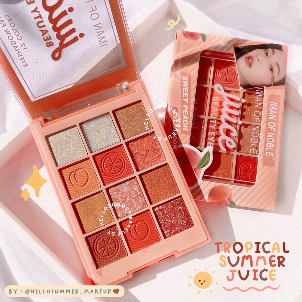 𝐄𝐘𝐄𝐒𝐇𝐀𝐃𝐎𝐖 𝐏𝐀𝐋𝐄𝐓𝐓𝐄ㅤ- IMAN OF NOBLE  Tropical Summer Juice Eyeshadow Palette Pigmented 12 Color