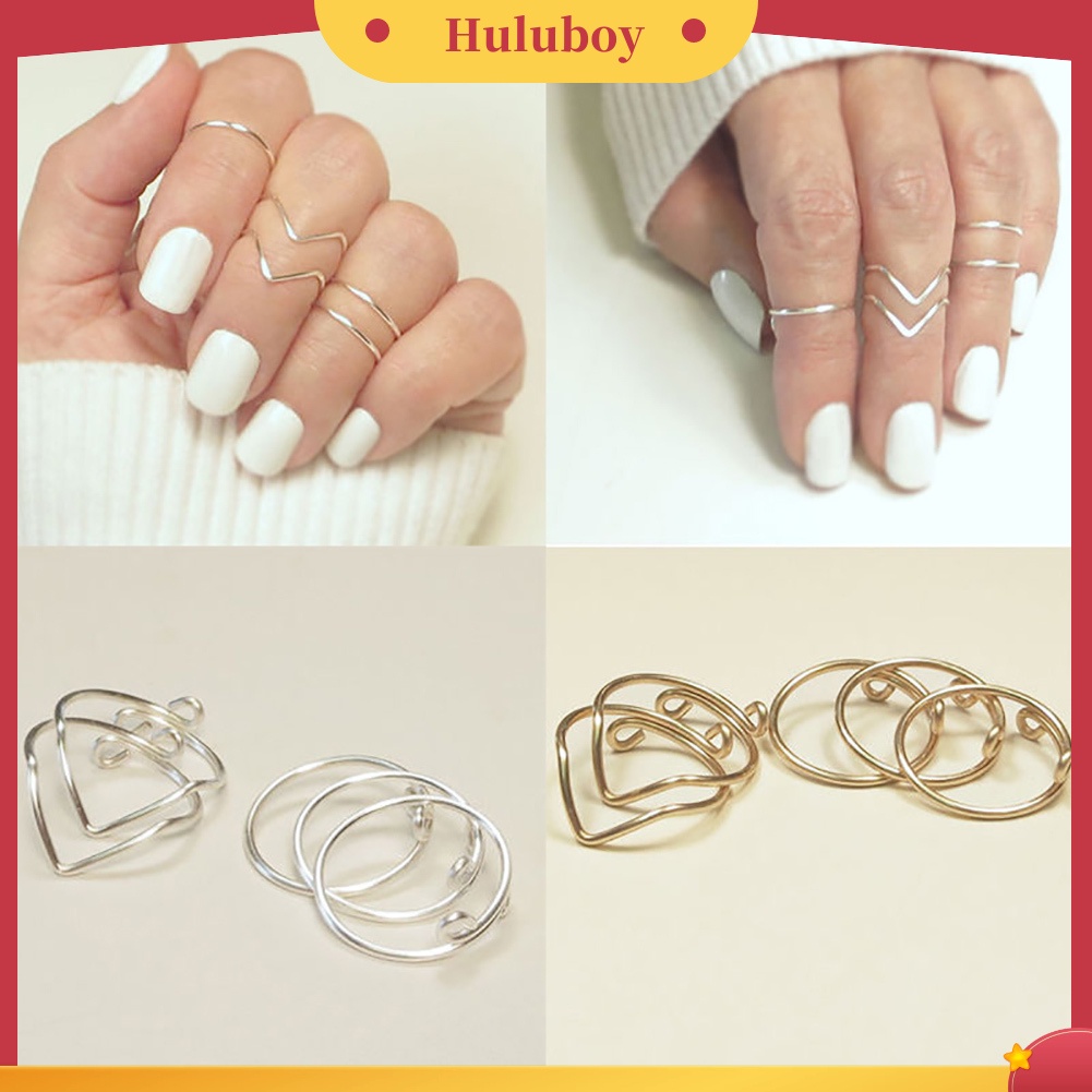 Hu Hu Hu Hu Hu Alat Bantu Pasang Kacamata♡ 5pcs / Set Cincin Knuckle Bahan Alloy Untuk Wanita