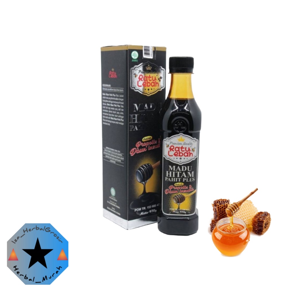 Madu Hitam Pahit Plus Propolis Ratu Lebah / Madu Hitam Ratu Lebah 470gr