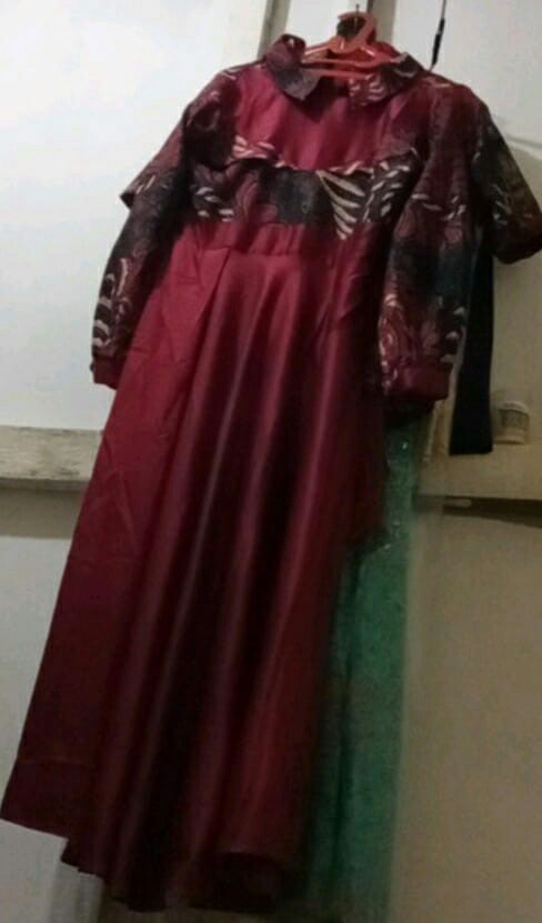 Couple Gamis Batik Maura Couple - Sania Ruffle Batik Couple Ori Ndoro Jowi Garansi Termurah Premium