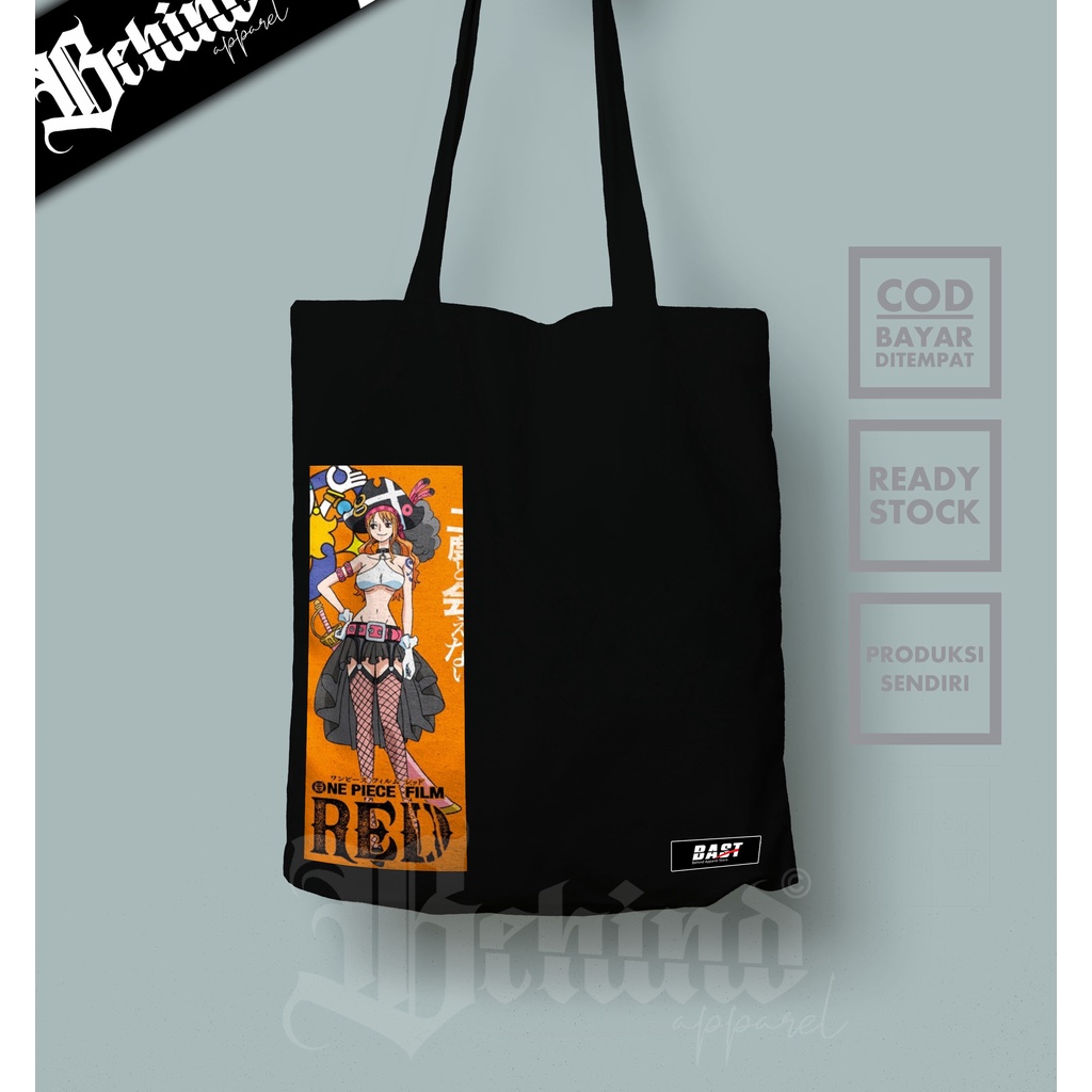 TOTE BAG ANIME ONE PIECE MOVIE RED NAMI BAHAN SEMI KANVAS RESLETING