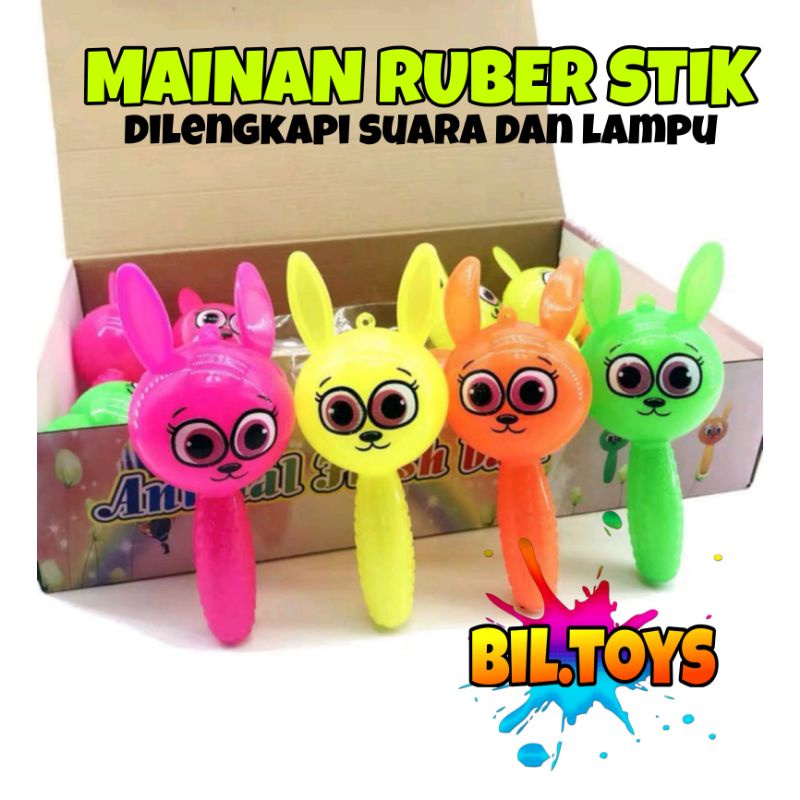 Rubber Stick Toys Boneka Lampu dan Suara MAINAN BALITA PEGANGAN BAYI KARET SUARA DAN LAMPU