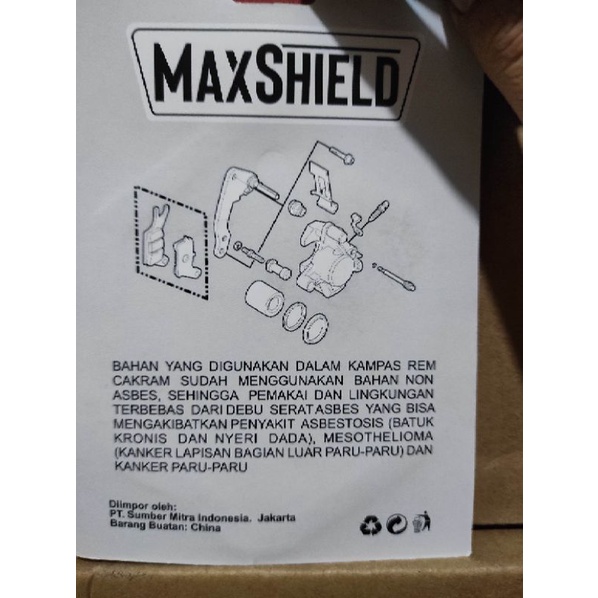 kampas rem depan diskpad depan Yamaha Mio M3 merk maxshield