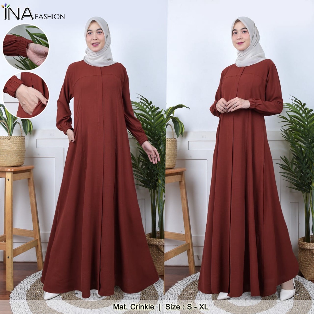 Dress Gamis Terbaru bahan crinkle warna size lengkap