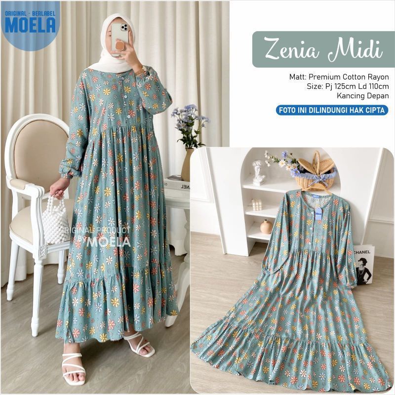 ZENIA MIDI DRESS // MIDIDRESS BUNGA RAYON