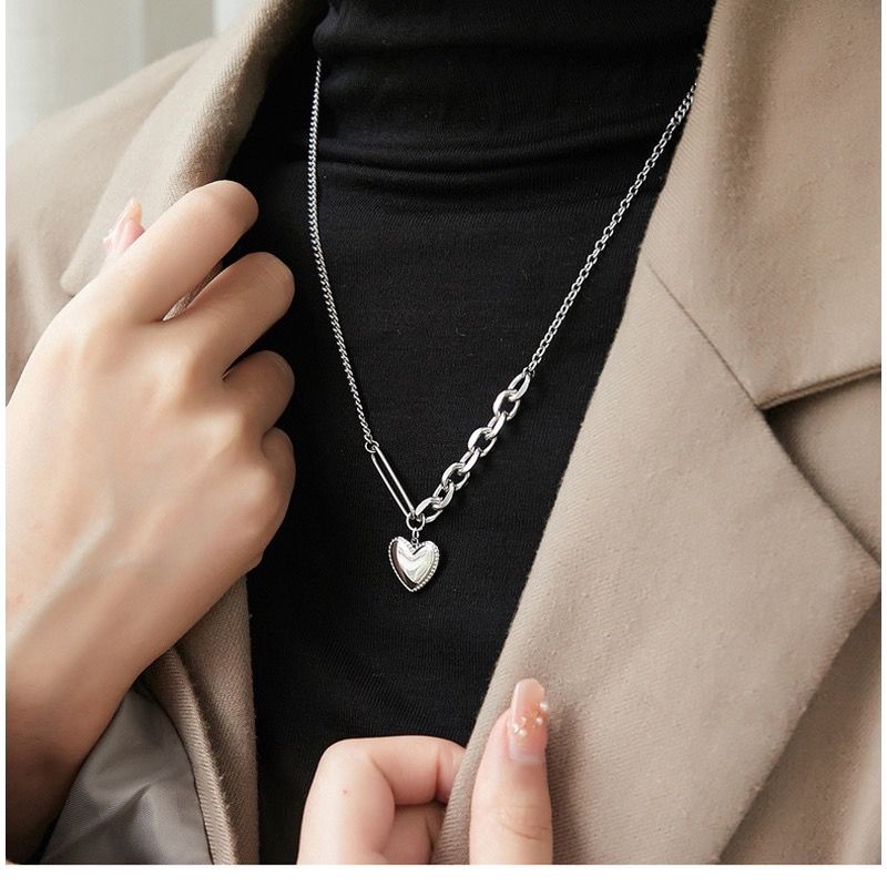 KL05 Kalung rantai chain heart hati lucu korean diamond berlian