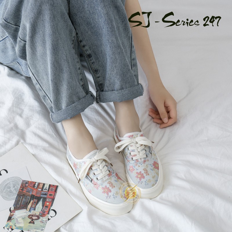 [OOS] Sepatu Sneakers Wanita Floral Rose Kualitas Import Premium - 247