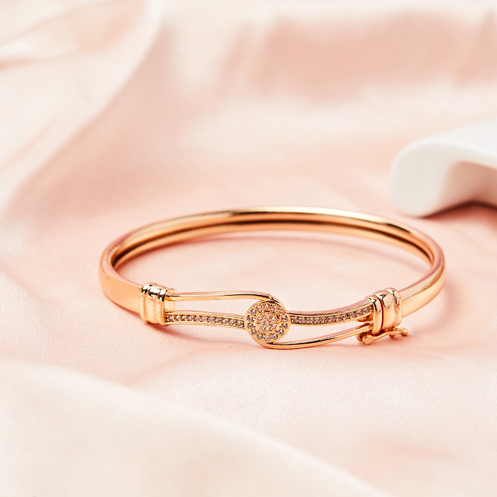 Y071 Gelang Wanita Model Baru Emas/Titanium/Anti Luntur Gelang Dewasa Murah Mata Zirkon Gelang Lapis Emas Imitasi-4