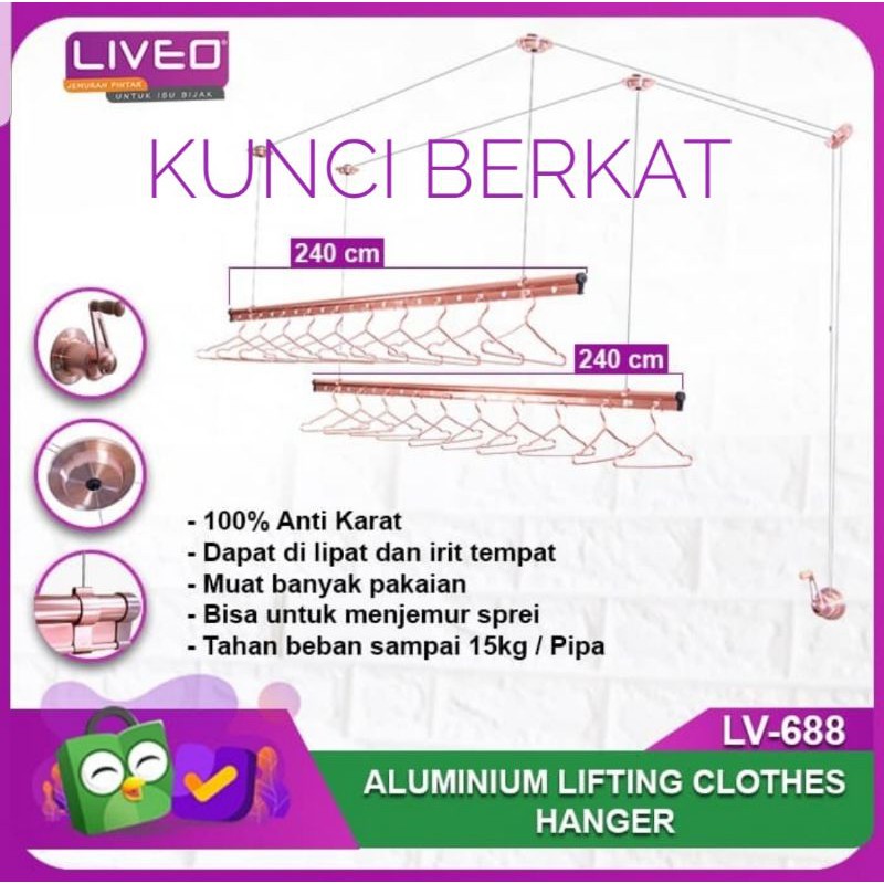 Jemuran Lifting/Langit Liveo LV688/Rosegold