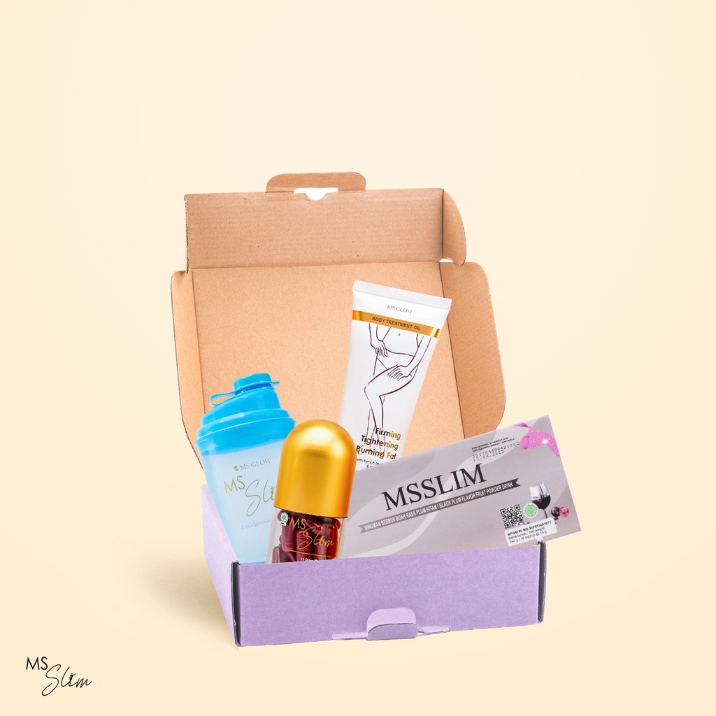 MS SLIM - Paket BTS II (MS Slim Fiber, Slimming Capsule & Body Treatment Oil, Free Tumbler)