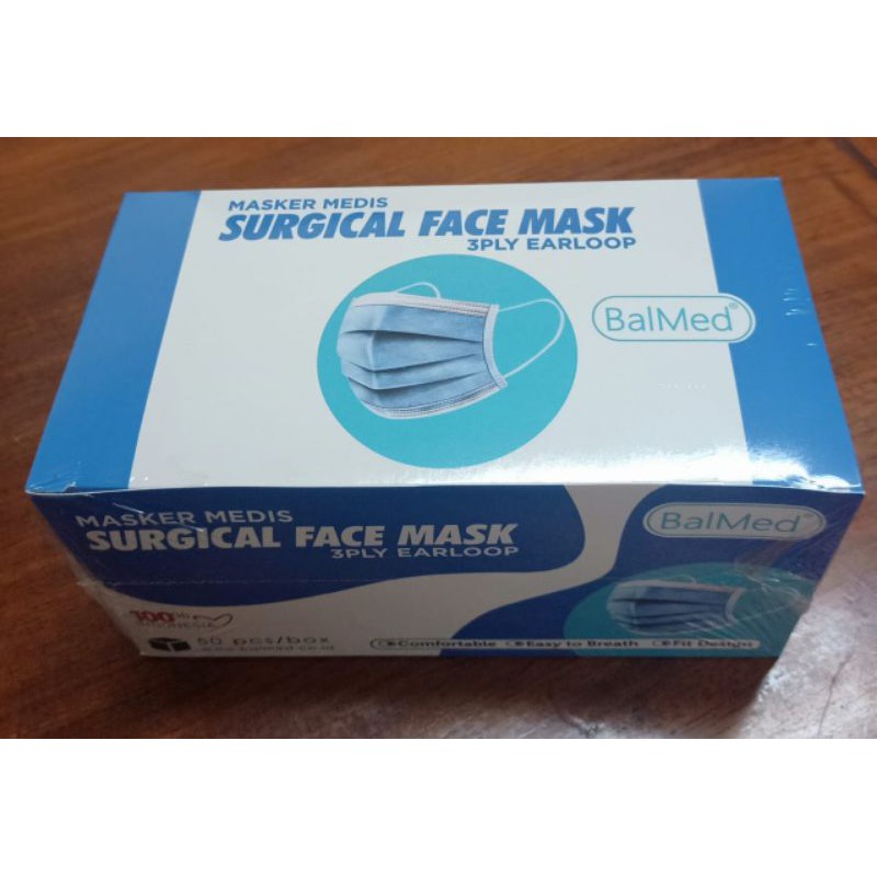 Masker Medis BalMed Earloop 3ply isi 50 pcs / box