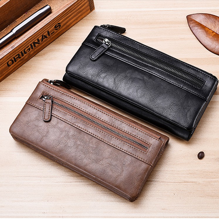 DEABOLAR Dompet Pria Bahan Kulit - Black