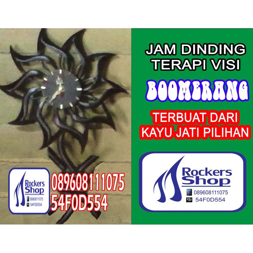 JAM DINDING BOOMERANG TERAPI VISI UKIR KAYU JATI ASLI