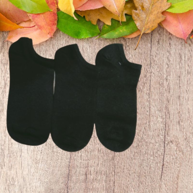 3 Pasang Kaus Kaki Hitam Polos Pendek Kaus Kaki Dewasa Pria Dan Wanita