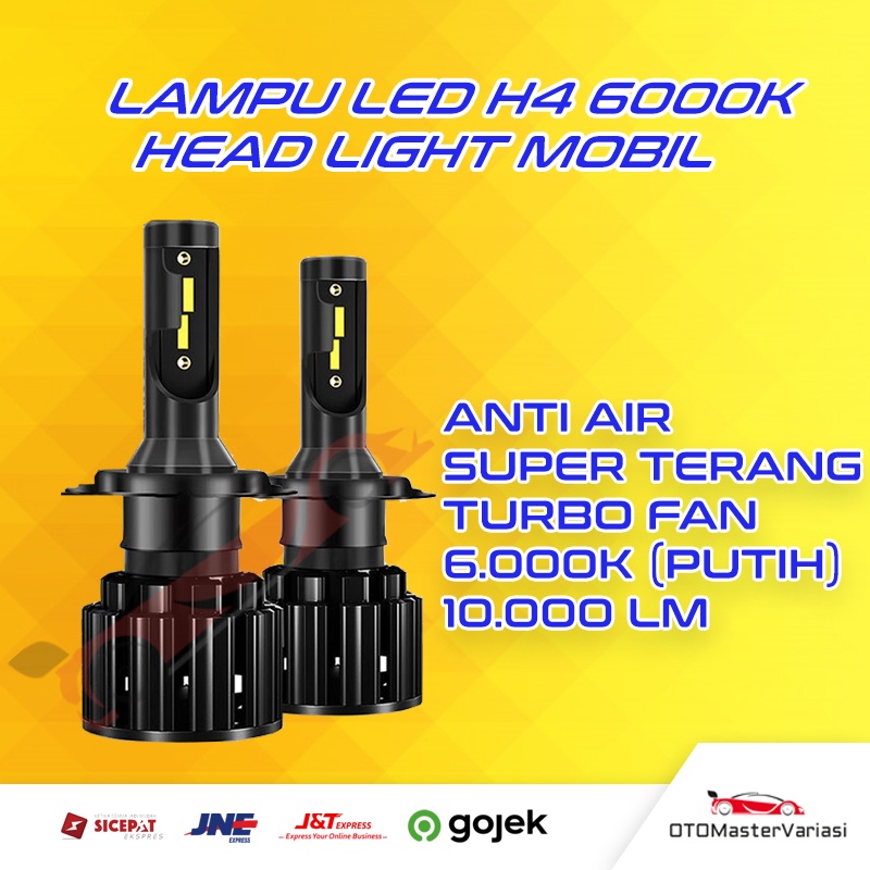 Lampu LED Mobil H4 Super Terang Lampu Utama Mobil LED Putih 6000K Sepasang 2 pcs Kualitas Premium