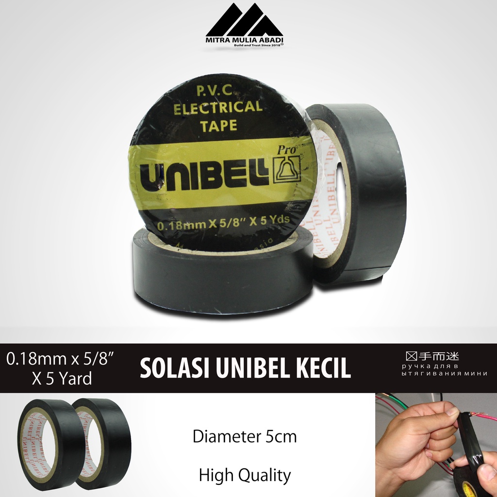 Lakban Unibel 0.18mmx5/8&quot;x5Yds / Isolasi Listrik / Solasi / Selotip