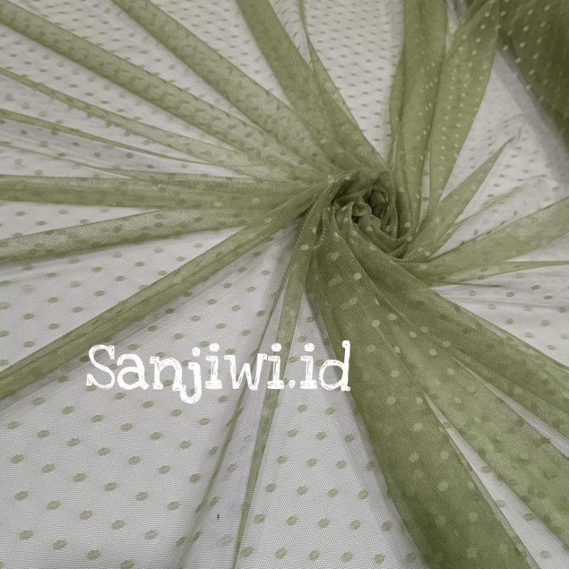 Kain Tile Polkadot/Kain Tille Dot/Soft Tulle-Olive green