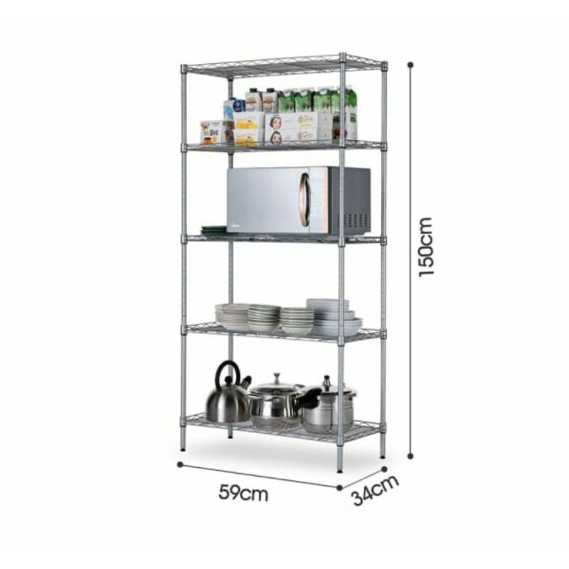 KRISBOW RAK BESI PENYIMPANAN SERBAGUNA 4&amp;5TINGKAT PUTIH/ACE HOUSEHOLD WIRESHELVING 4TIER/ACE RAKBESI