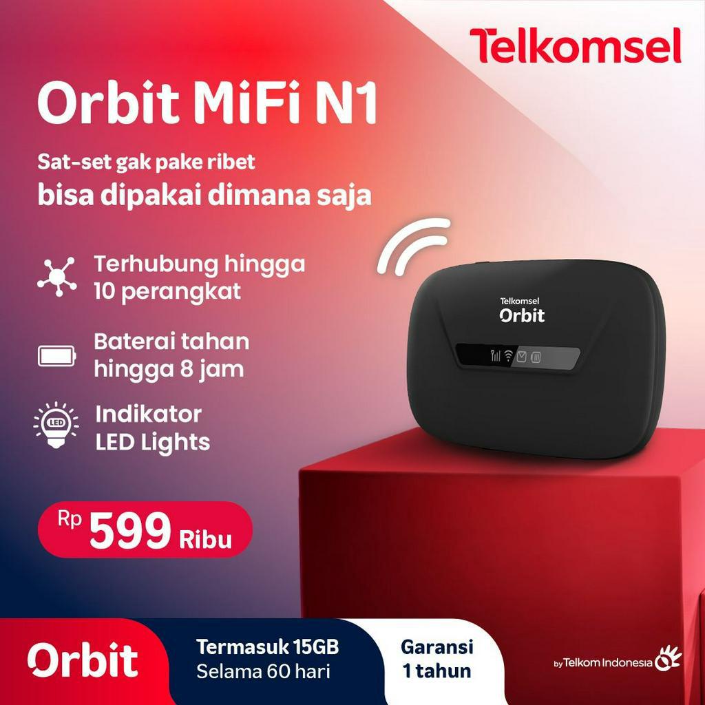 Telkomsel Orbit Mifi M21-N1 Portable Modem Wifi 4G Bonus Data 15GB